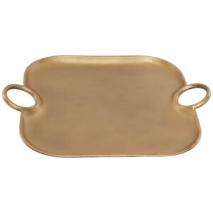 LOMBI MATT GOLD HANDLED TRAY 44X36CM