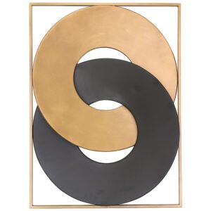 CONCENTRIC CIRCLES MATT GOLD/BLACK WALL ART 81X60CM
