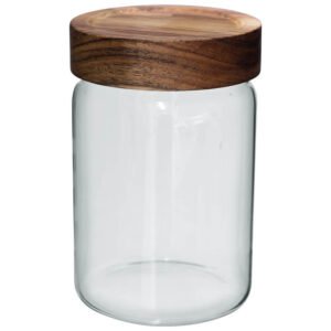 ACACIA GLASS JAR 800ML 15X10CM