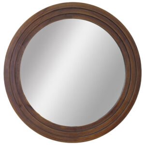 BROWN WOODEN FRAME MIRROR 78CM DI