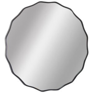 ROUND SCALLOPED BLACK MIRROR 71CM DIA