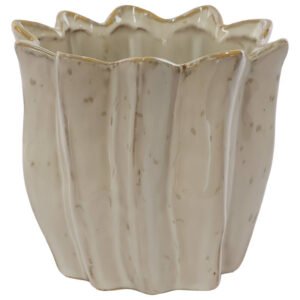 CREAM SPECKLED POT 15X16CM