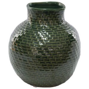 GREEN WEAVE VASE 15CM